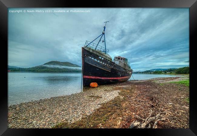 The Corpach Wreck, Loch Linne Framed Print by Navin Mistry