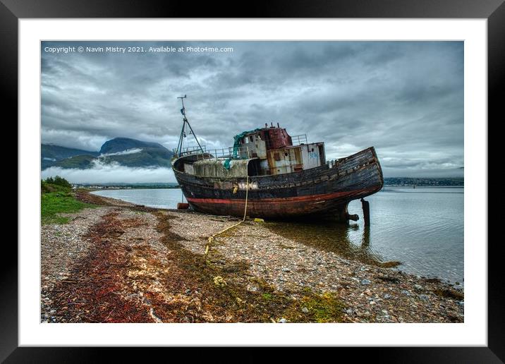 The Corpach Wreck,  Loch Linne Framed Mounted Print by Navin Mistry