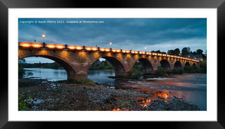 Perth Bridge or Smeaton's Bridge over the River Tay Framed Mounted Print by Navin Mistry