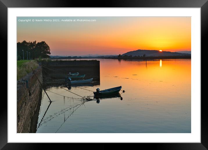 Sunset on the River Tay, Newburgh, Fife, Scotland Framed Mounted Print by Navin Mistry