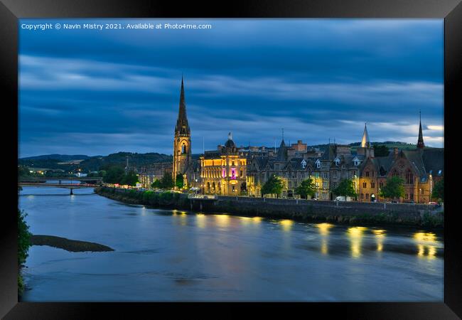 Perth Scotland and the River Tay with St. Matthew' Framed Print by Navin Mistry