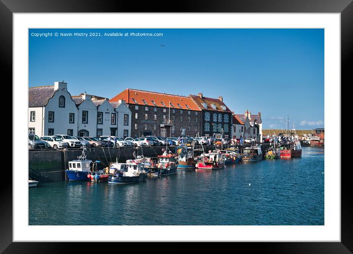 Fishing Boats in Eyemouth Harbour Framed Mounted Print by Navin Mistry