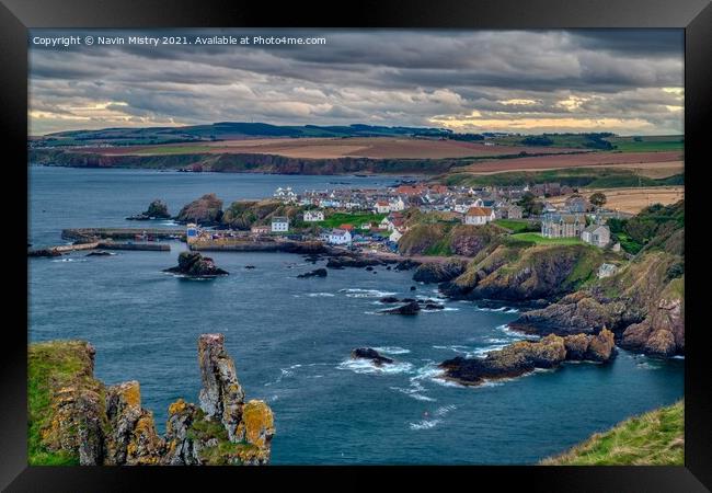 A view of Saint Abbs at dusk Framed Print by Navin Mistry