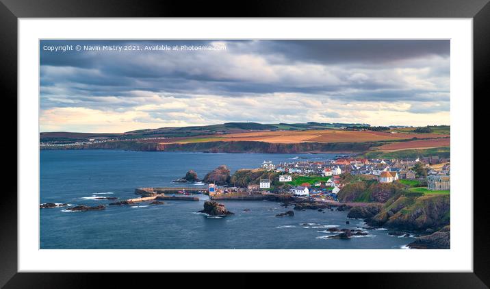 A view of St Abbs at dusk Framed Mounted Print by Navin Mistry