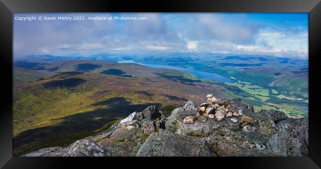 A Panoramic view from the summit of Schiehallion Framed Print by Navin Mistry