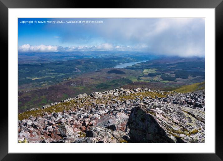 A view towards Loch Tummel from Schiehallion, Perthshire Framed Mounted Print by Navin Mistry