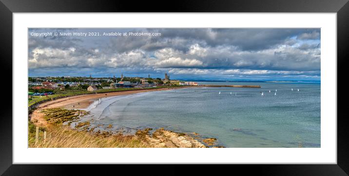 St. Andrews East Sands Panorama  Framed Mounted Print by Navin Mistry