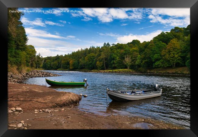 Boats of Taymount Salmon Fishing Course Framed Print by Navin Mistry