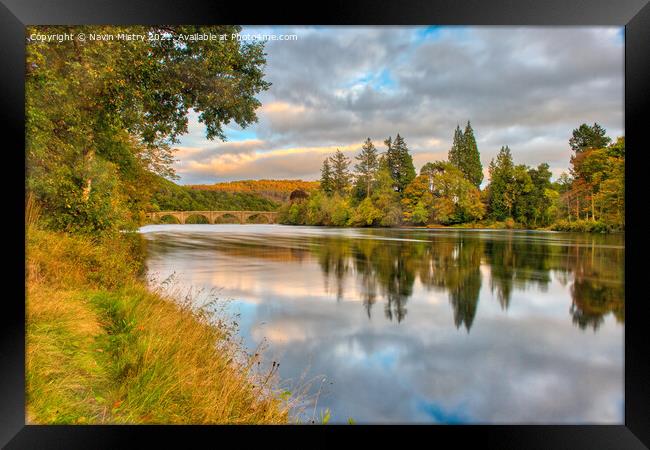 The River Tay in Autumn at Dunkeld, Perthshire Framed Print by Navin Mistry