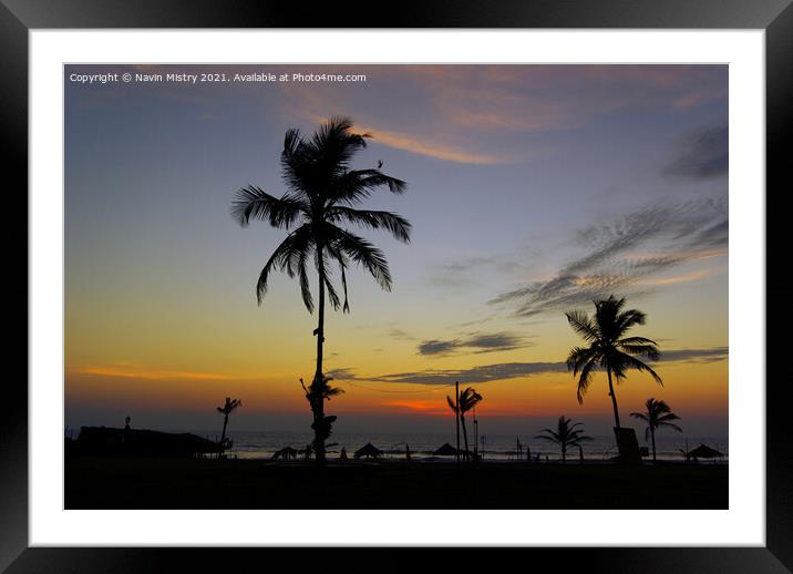 Sunset Palm Trees Benhaulim South Goa India Framed Mounted Print by Navin Mistry