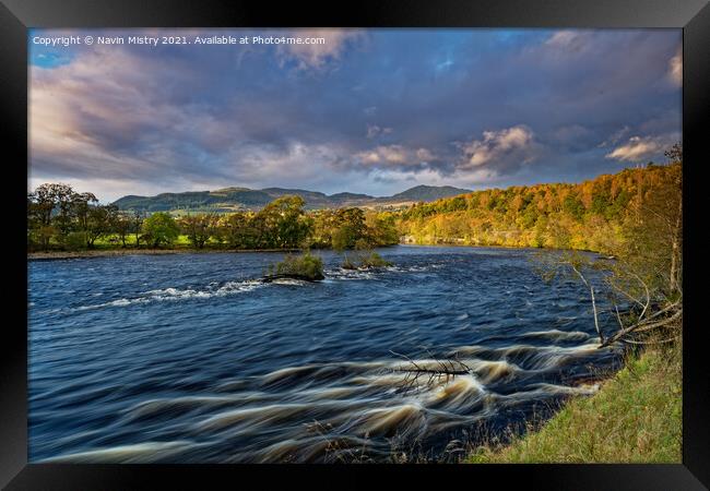 River Tummel and Autumn Colours, near Pitlochry, Perthshire Framed Print by Navin Mistry