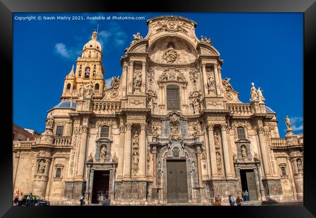 A view of The Cathedral of Murcia, Spain Framed Print by Navin Mistry
