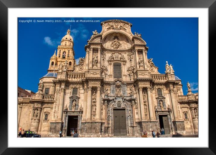 A view of The Cathedral of Murcia, Spain Framed Mounted Print by Navin Mistry