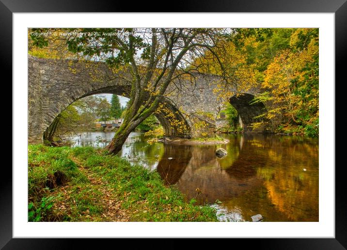 Inver Bridge and River Braan Autumn Framed Mounted Print by Navin Mistry