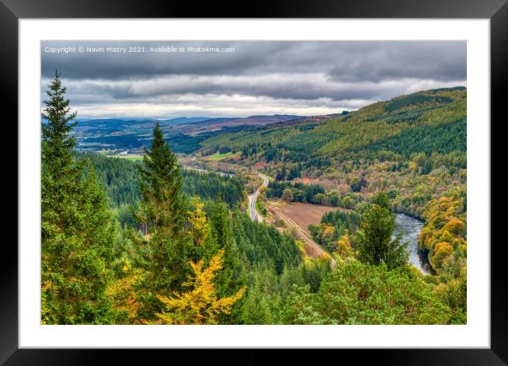 A view of the Tay Forest near Dunkeld Framed Mounted Print by Navin Mistry