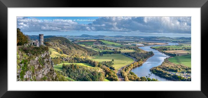 A Panoramic view of Kinnoull Hill Tower, Perth Scotland Framed Mounted Print by Navin Mistry