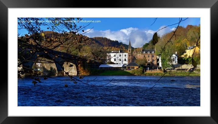 A view of Dunkeld and the River Tay  Framed Mounted Print by Navin Mistry