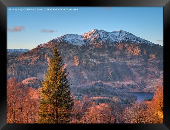 Autumn colours and Ben Venue  Framed Print by Navin Mistry