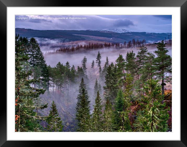  Early Morning Mist over the Water of Bruar Framed Mounted Print by Navin Mistry