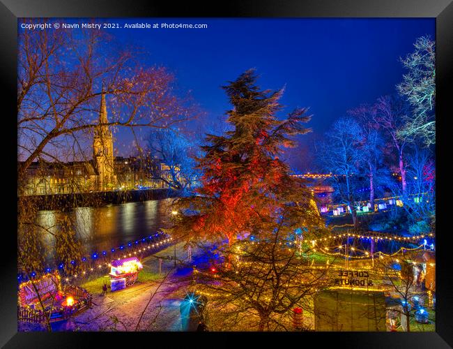 Perth Riverside Chrismas Lights (2021) Framed Print by Navin Mistry