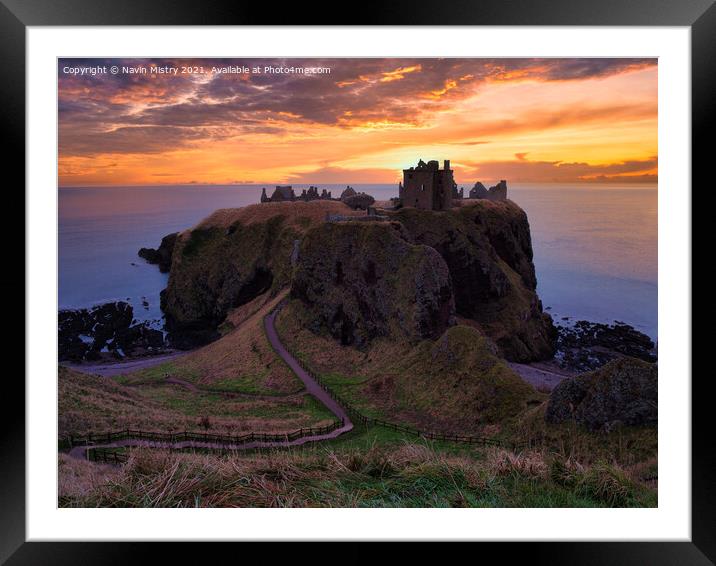 Dunnottar Castle Sunrise Framed Mounted Print by Navin Mistry