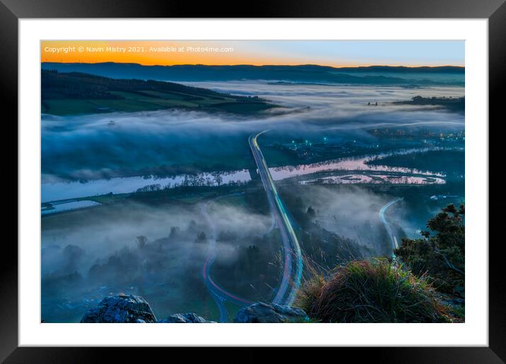 Mist over the River Tay, Perth Framed Mounted Print by Navin Mistry