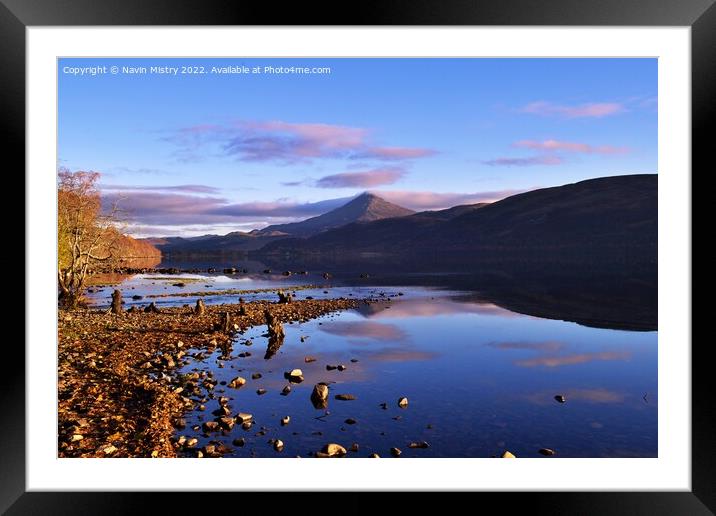 A view of Schiehallion from Loch Rannoch   Framed Mounted Print by Navin Mistry