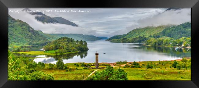Glenfinnan Monument and Loch Shiel Panoramic  Framed Print by Navin Mistry