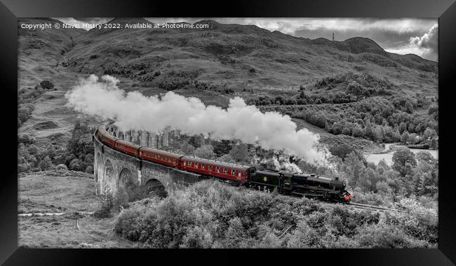 The Jacobite Steam Train, Glenfinnan, Scotland  Framed Print by Navin Mistry