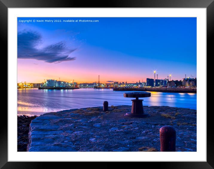 A view of Aberdeen Harbour from Torry Framed Mounted Print by Navin Mistry