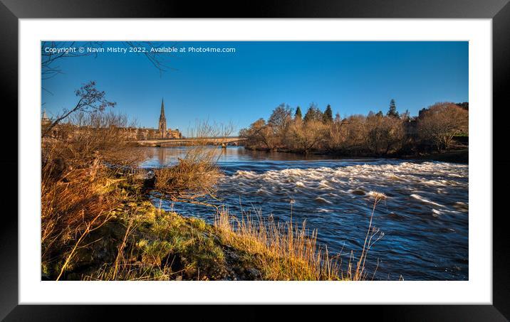 Rapids of the River Tay, Perth Framed Mounted Print by Navin Mistry