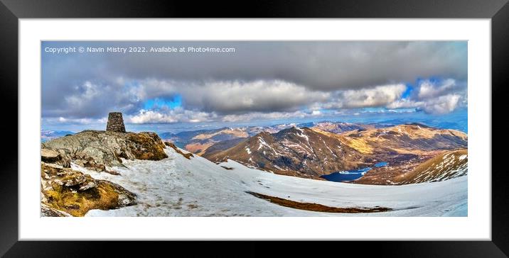 A panoramic image of the summit of Ben Lawers Framed Mounted Print by Navin Mistry