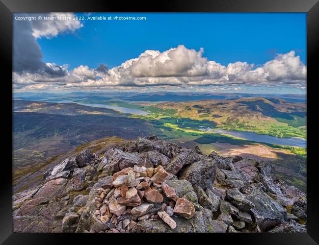 The view from the summit of Schiehallion  Framed Print by Navin Mistry