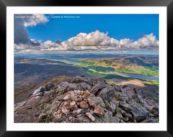 The view from the summit of Schiehallion  Framed Mounted Print by Navin Mistry