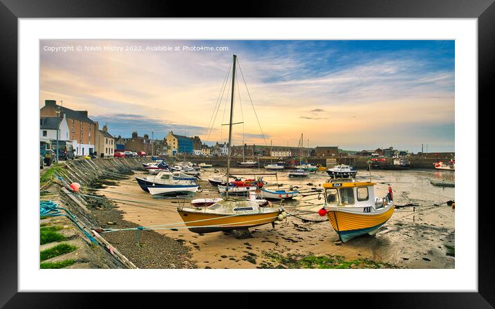 Stonehaven Harbour at dusk  Framed Mounted Print by Navin Mistry