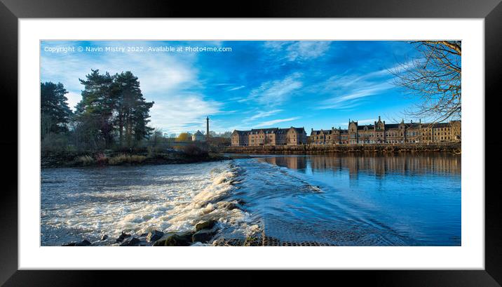 A panoramic view of the River Tay at Friarton Island Framed Mounted Print by Navin Mistry