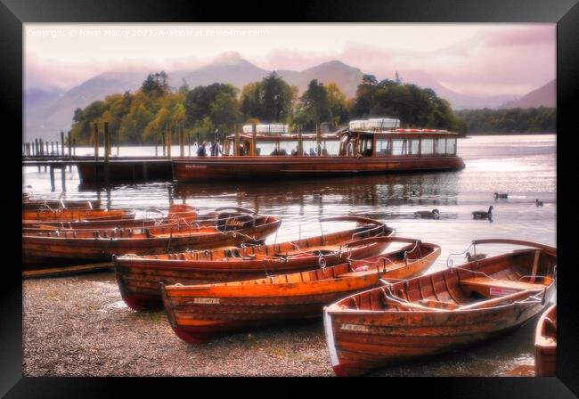 Rowing Boats on Derwent Water Framed Print by Navin Mistry