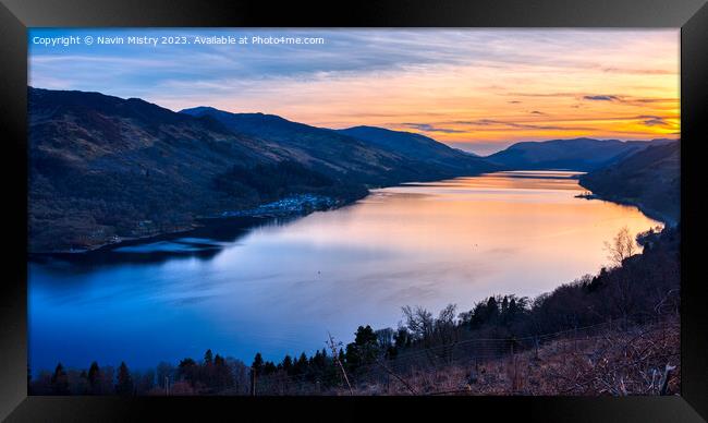 Sunset on Loch Earn Framed Print by Navin Mistry