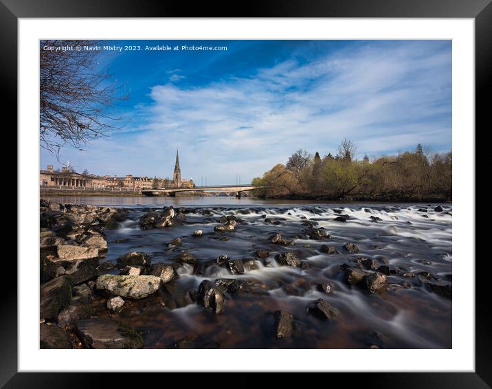 Rapids of the River Tay, seen from Moncreiffe Isla Framed Mounted Print by Navin Mistry