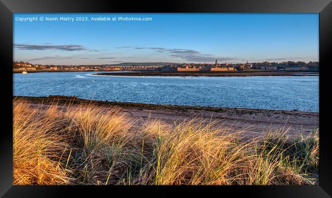 A view of the River Tweed, and Berwick-Upon-Tweed Framed Print by Navin Mistry