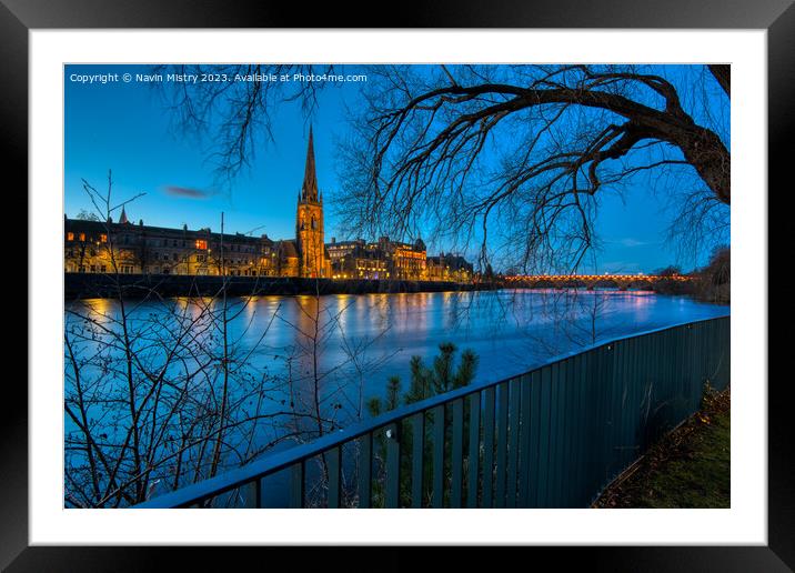 A view of the River Tay and Perth  Framed Mounted Print by Navin Mistry