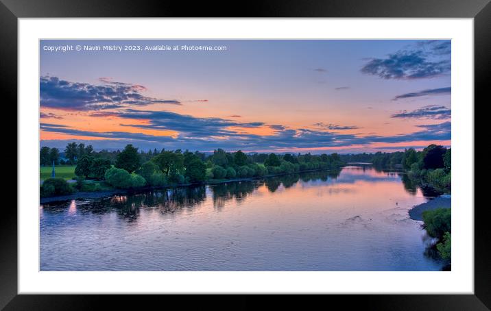 Sunset on the River Tay at Perth Framed Mounted Print by Navin Mistry