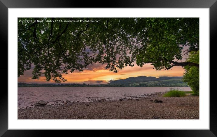 Lake of Menteith Sunset Framed Mounted Print by Navin Mistry