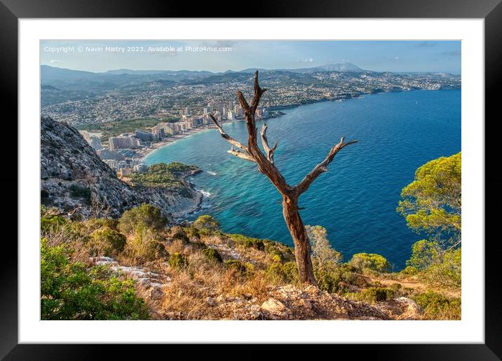A view of Calpe from the Peñón de Ifach Framed Mounted Print by Navin Mistry