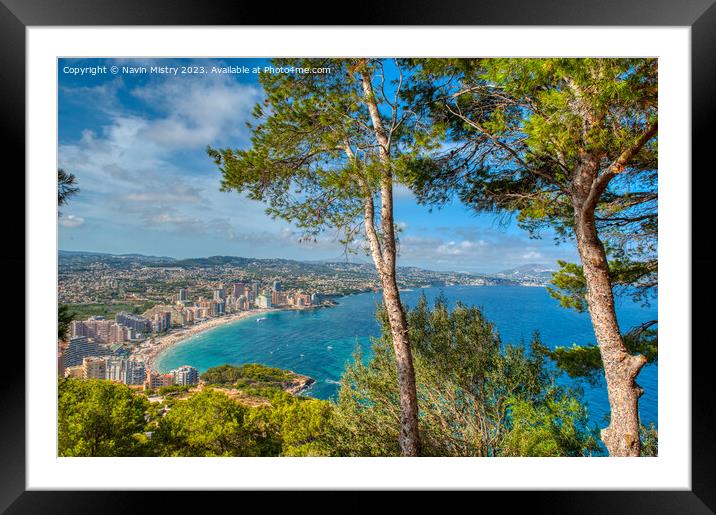 A view of Calpe from the Peñón de Ifach Framed Mounted Print by Navin Mistry