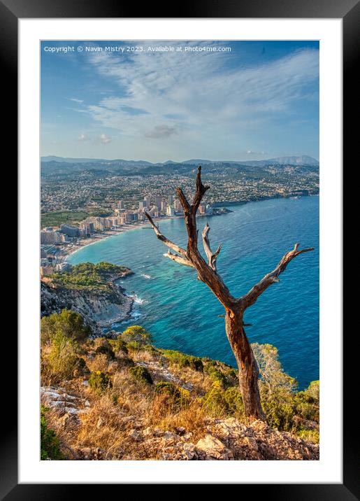 A view of Calpe from the Peñón de Ifach  Framed Mounted Print by Navin Mistry