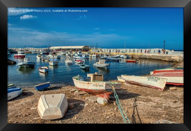 The harbour of the Island of Tabarca, Alicante Pro Framed Print by Navin Mistry