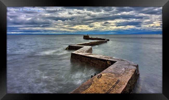 The Breakwater St Monans, Fife Framed Print by Navin Mistry