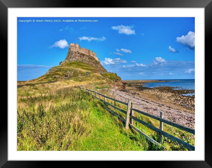 A view Lindisfarne Castle Framed Mounted Print by Navin Mistry