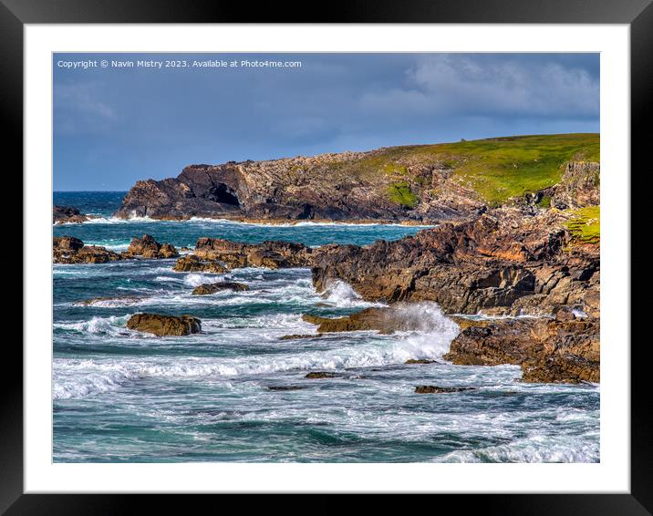 The Atlantic coast at Eoropaidh, Isle of Lewis Framed Mounted Print by Navin Mistry